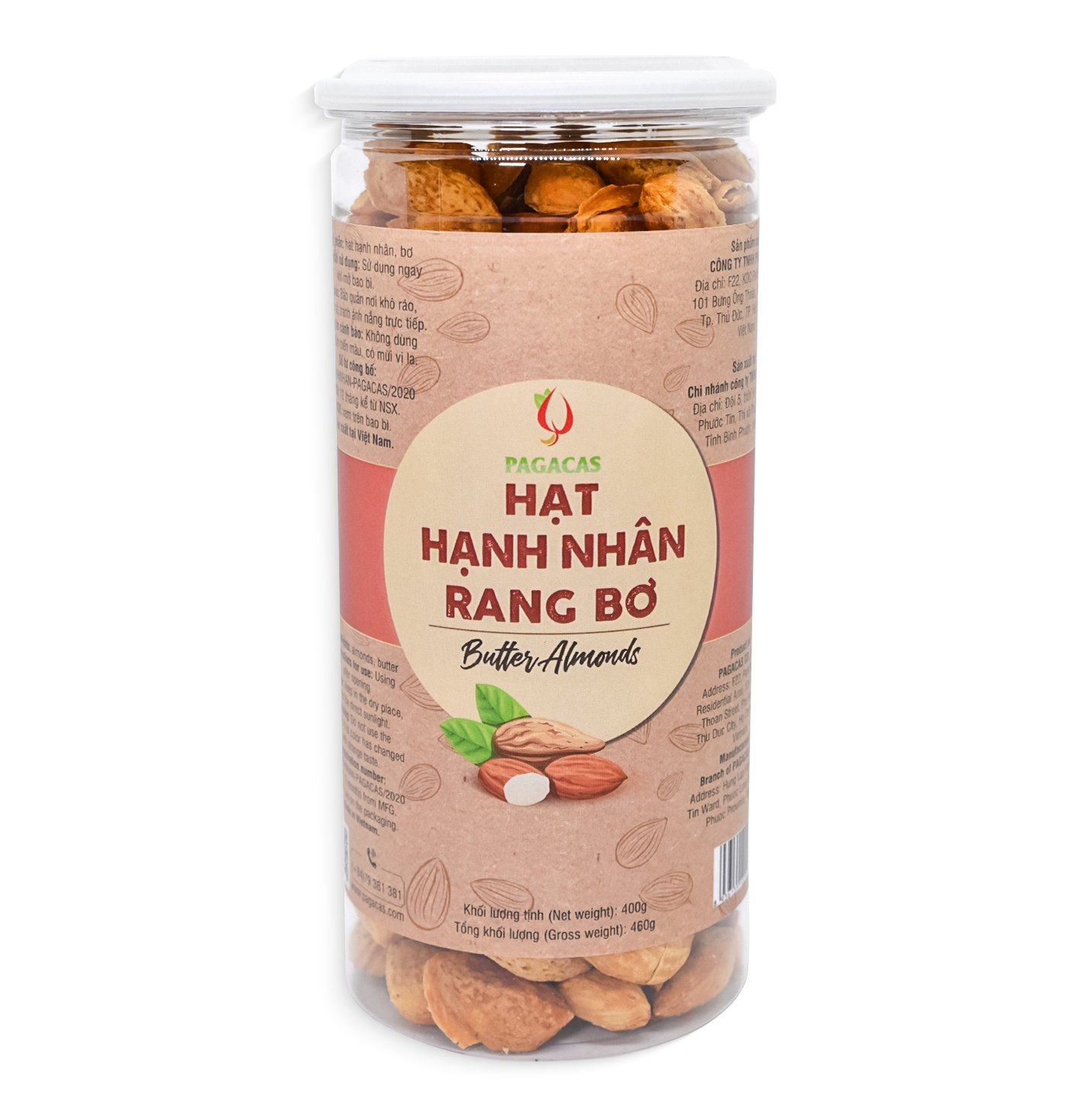 Hạnh nhân rang bơ Pagacas - Hũ 460g